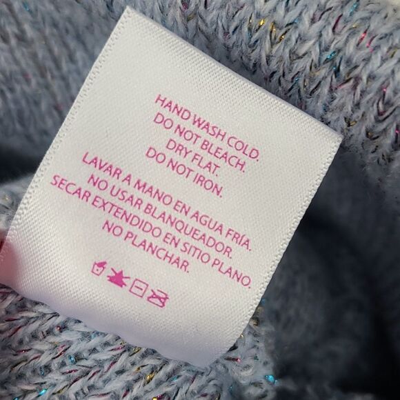 UNICORN Embroidered Light Blue Fuzzy Pom Pom Beanie Knit Winter Hat One Size NEW - Picture 8 of 8